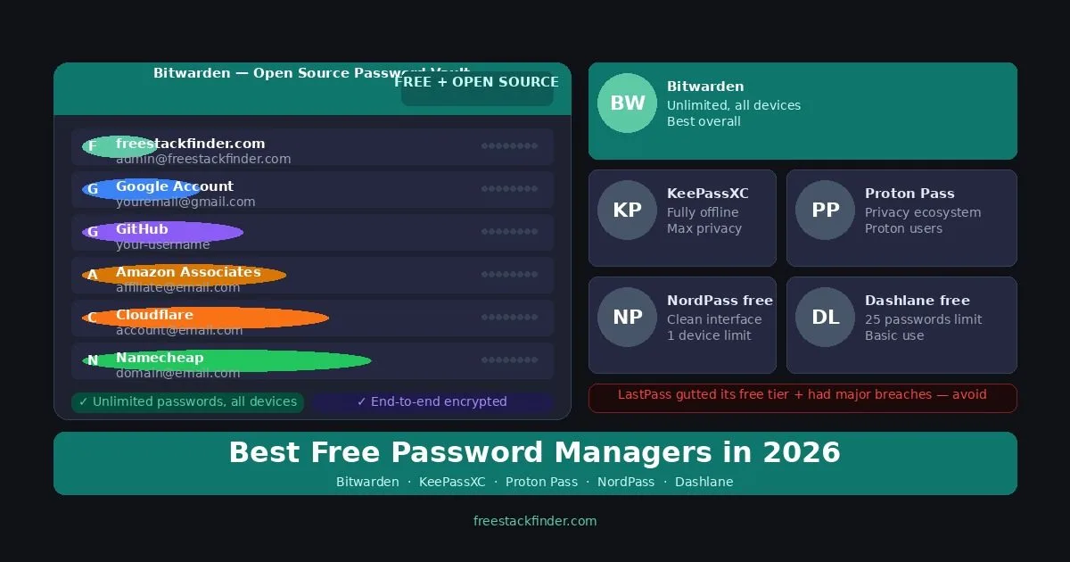 Best Free Password Managers in 2026 — Secure, Audited, and Easy to Use