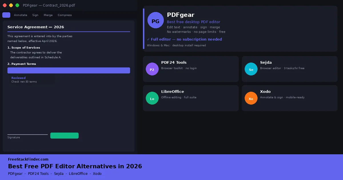 Best Free PDF Editor Alternatives in 2026 — Edit, Annotate, and Sign Without Paying