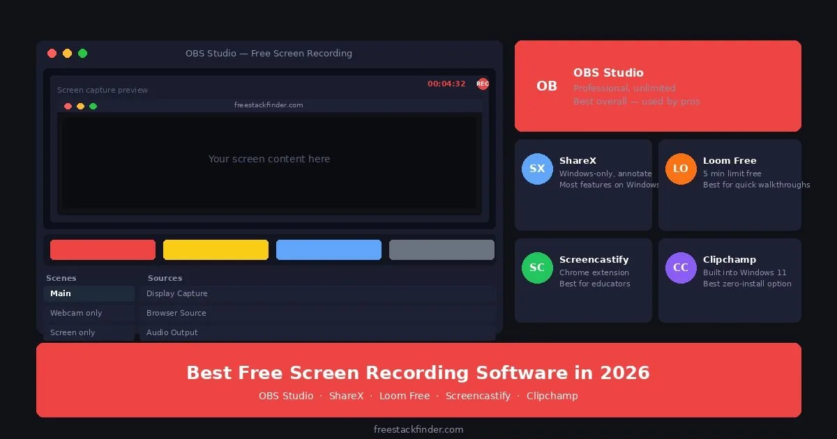Best Free Screen Recording Software in 2026 — No Watermark, No Time Limit