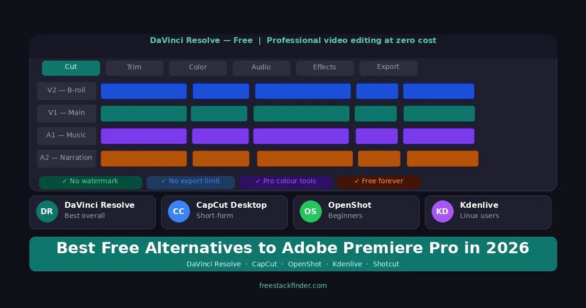 Best Free Alternatives to Adobe Premiere Pro in 2026 — Free Editors That Fit Real Workflows